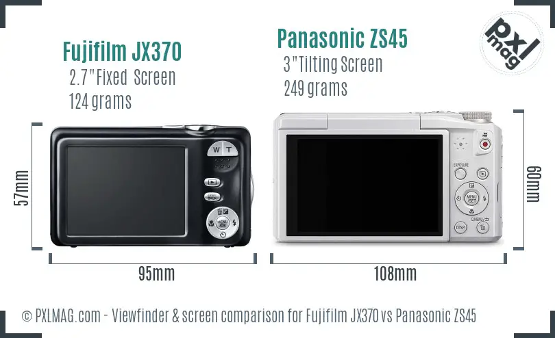Fujifilm JX370 vs Panasonic ZS45 Screen and Viewfinder comparison