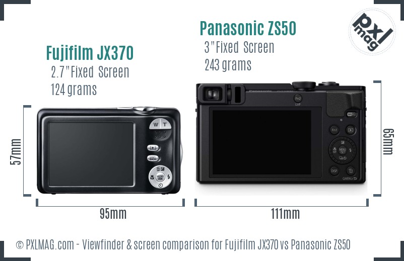 Fujifilm JX370 vs Panasonic ZS50 Screen and Viewfinder comparison