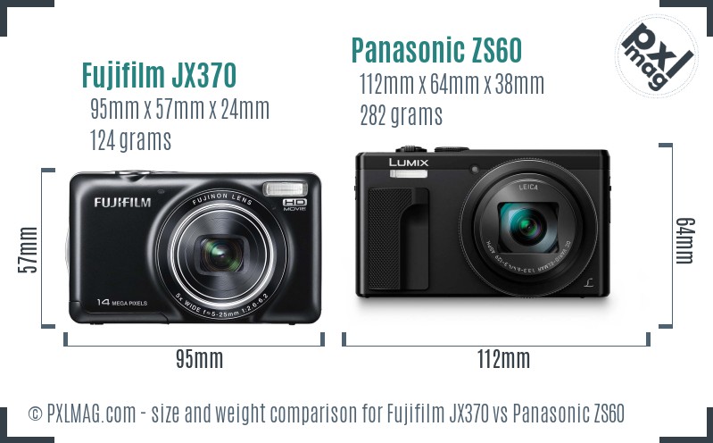 Fujifilm JX370 vs Panasonic ZS60 size comparison