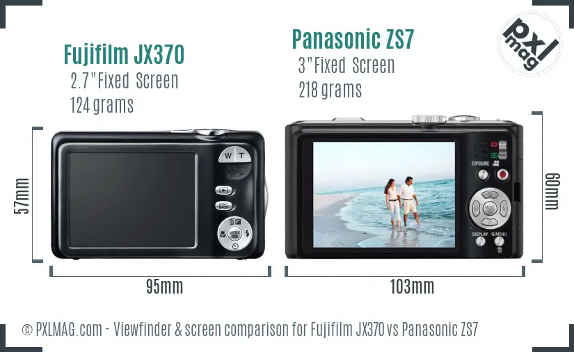 Fujifilm JX370 vs Panasonic ZS7 Screen and Viewfinder comparison