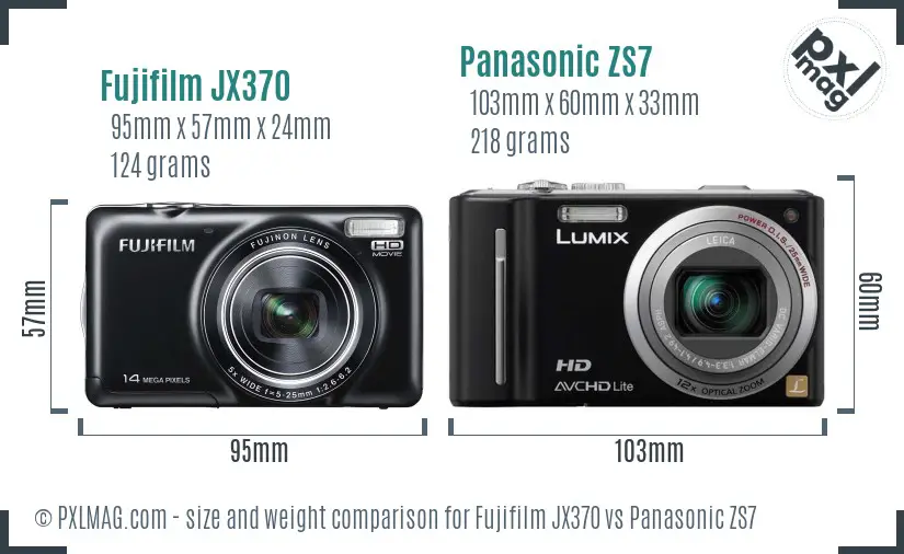 Fujifilm JX370 vs Panasonic ZS7 size comparison