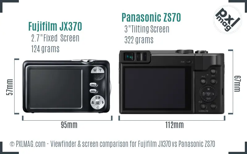 Fujifilm JX370 vs Panasonic ZS70 Screen and Viewfinder comparison