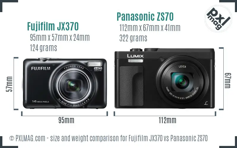 Fujifilm JX370 vs Panasonic ZS70 size comparison