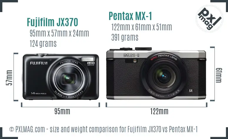 Fujifilm JX370 vs Pentax MX-1 size comparison