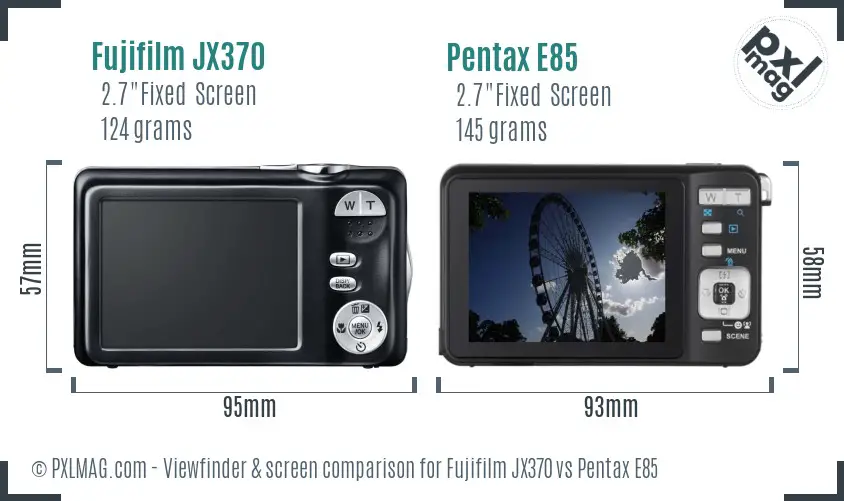 Fujifilm JX370 vs Pentax E85 Screen and Viewfinder comparison