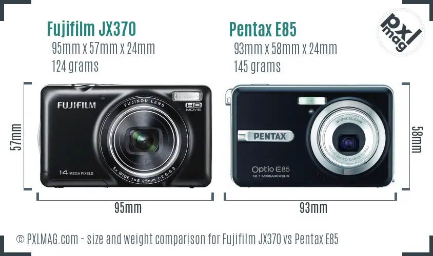 Fujifilm JX370 vs Pentax E85 size comparison