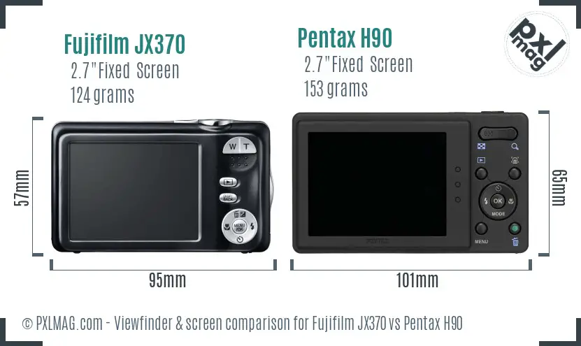 Fujifilm JX370 vs Pentax H90 Screen and Viewfinder comparison