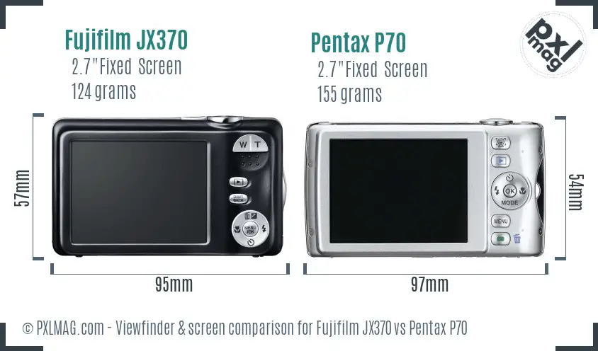 Fujifilm JX370 vs Pentax P70 Screen and Viewfinder comparison