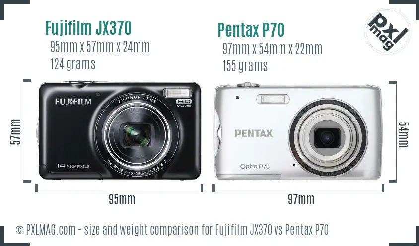 Fujifilm JX370 vs Pentax P70 size comparison