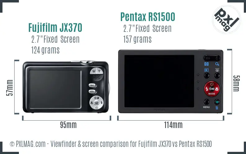 Fujifilm JX370 vs Pentax RS1500 Screen and Viewfinder comparison