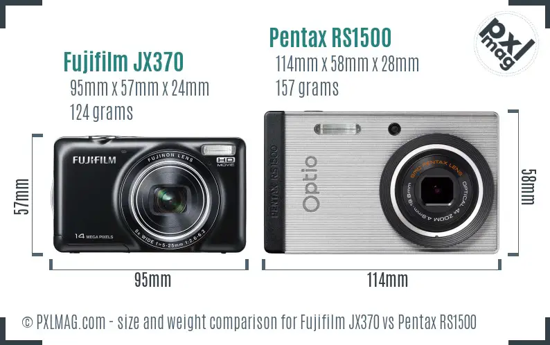 Fujifilm JX370 vs Pentax RS1500 size comparison