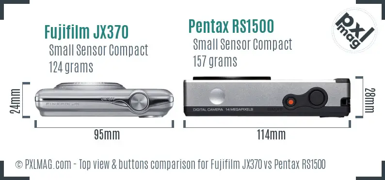Fujifilm JX370 vs Pentax RS1500 top view buttons comparison