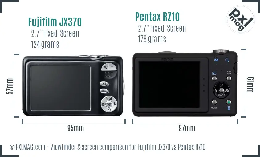 Fujifilm JX370 vs Pentax RZ10 Screen and Viewfinder comparison