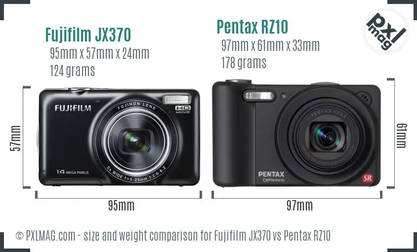 Fujifilm JX370 vs Pentax RZ10 size comparison