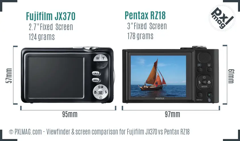 Fujifilm JX370 vs Pentax RZ18 Screen and Viewfinder comparison Fujifilm JX370 vs Pentax RZ18 Screen and Viewfinder comparison