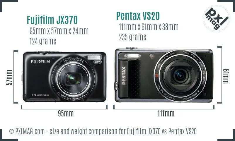 Fujifilm JX370 vs Pentax VS20 size comparison