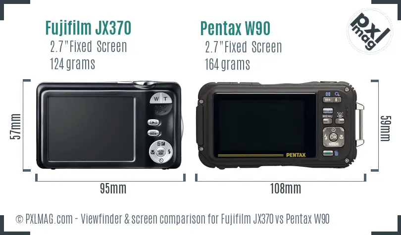 Fujifilm JX370 vs Pentax W90 Screen and Viewfinder comparison