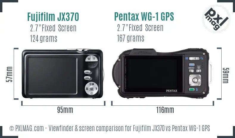 Fujifilm JX370 vs Pentax WG-1 GPS Screen and Viewfinder comparison
