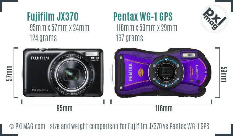 Fujifilm JX370 vs Pentax WG-1 GPS size comparison
