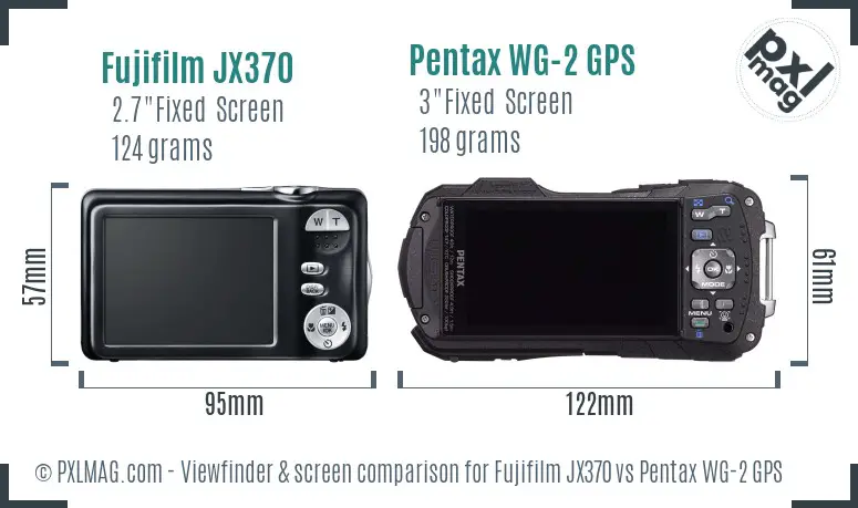 Fujifilm JX370 vs Pentax WG-2 GPS Screen and Viewfinder comparison