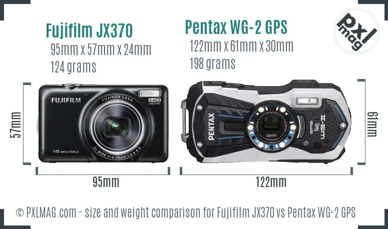 Fujifilm JX370 vs Pentax WG-2 GPS size comparison