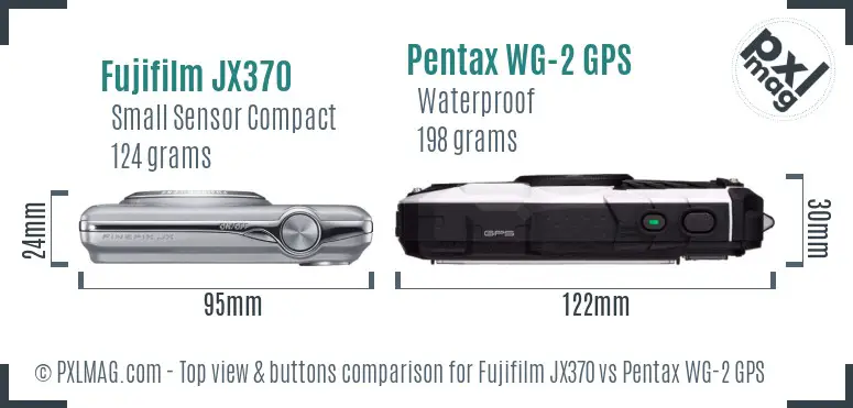 Fujifilm JX370 vs Pentax WG-2 GPS top view buttons comparison