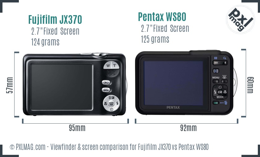 Fujifilm JX370 vs Pentax WS80 Screen and Viewfinder comparison