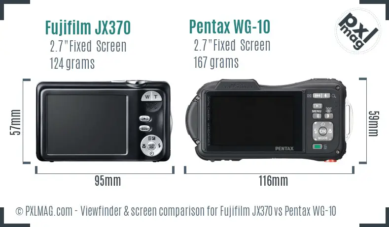 Fujifilm JX370 vs Pentax WG-10 Screen and Viewfinder comparison