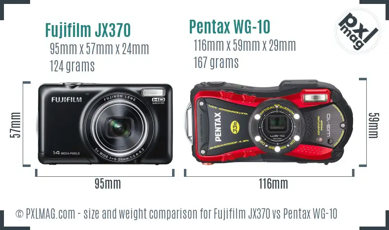 Fujifilm JX370 vs Pentax WG-10 size comparison