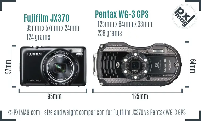 Fujifilm JX370 vs Pentax WG-3 GPS size comparison Fujifilm JX370 vs Pentax WG-3 GPS size comparison