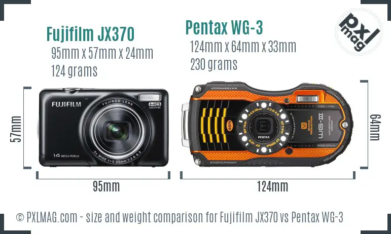 Fujifilm JX370 vs Pentax WG-3 size comparison Fujifilm JX370 vs Pentax WG-3 size comparison