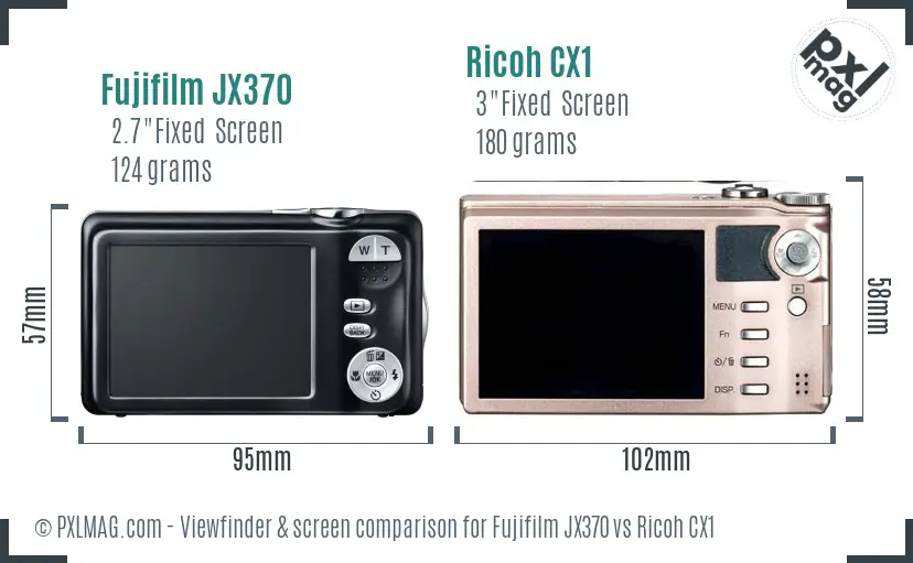 Fujifilm JX370 vs Ricoh CX1 Screen and Viewfinder comparison