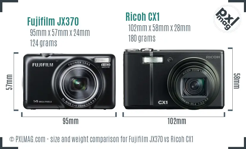 Fujifilm JX370 vs Ricoh CX1 size comparison