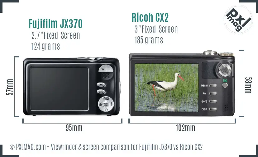 Fujifilm JX370 vs Ricoh CX2 Screen and Viewfinder comparison