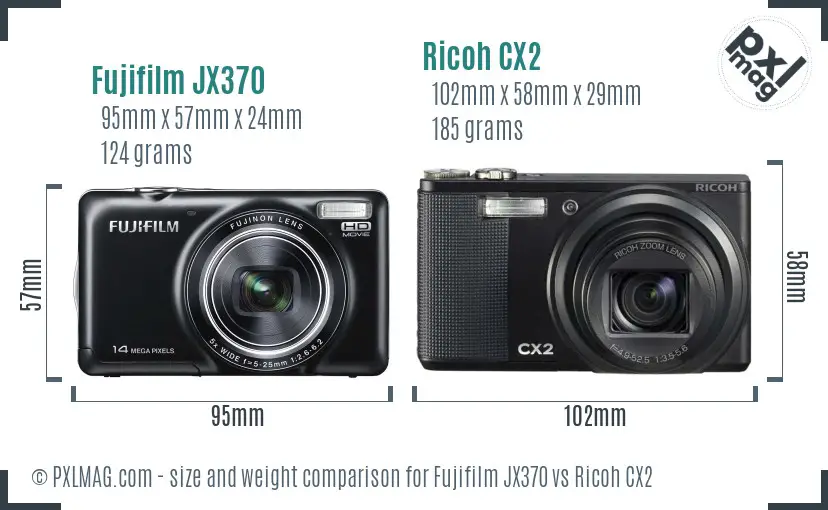 Fujifilm JX370 vs Ricoh CX2 size comparison
