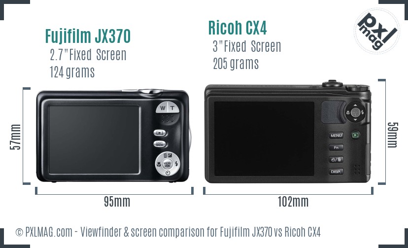 Fujifilm JX370 vs Ricoh CX4 Screen and Viewfinder comparison