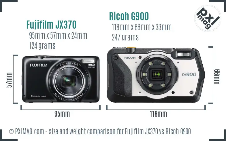 Fujifilm JX370 vs Ricoh G900 size comparison
