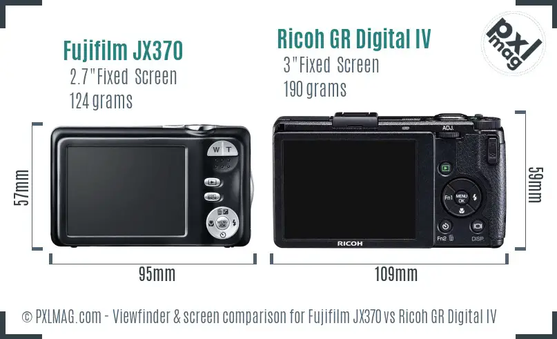 Fujifilm JX370 vs Ricoh GR Digital IV Screen and Viewfinder comparison