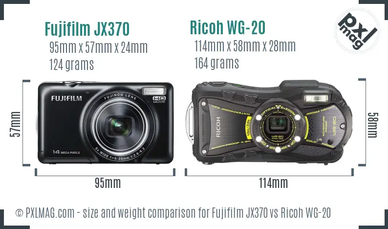 Fujifilm JX370 vs Ricoh WG-20 size comparison Fujifilm JX370 vs Ricoh WG-20 size comparison