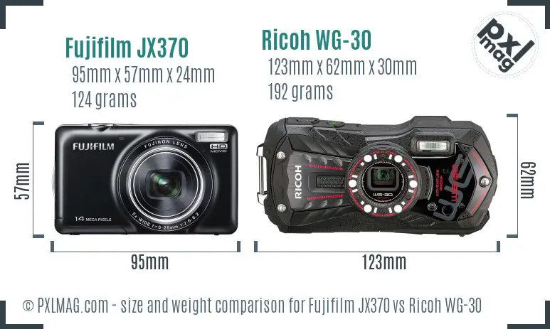 Fujifilm JX370 vs Ricoh WG-30 size comparison Fujifilm JX370 vs Ricoh WG-30 size comparison
