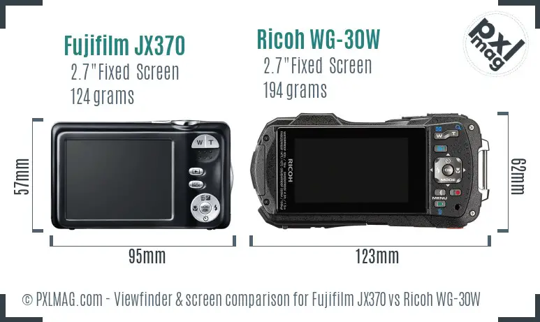 Fujifilm JX370 vs Ricoh WG-30W Screen and Viewfinder comparison