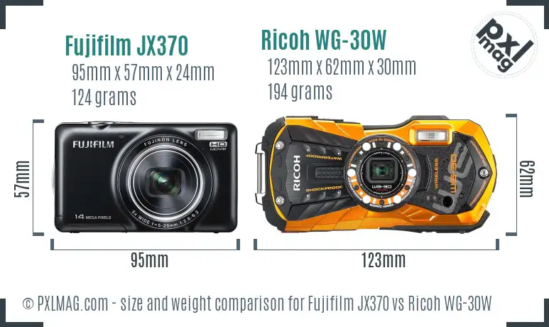 Fujifilm JX370 vs Ricoh WG-30W size comparison