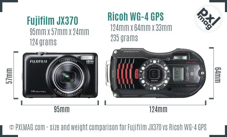 Fujifilm JX370 vs Ricoh WG-4 GPS size comparison