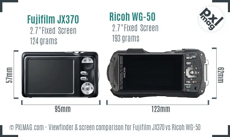 Fujifilm JX370 vs Ricoh WG-50 Screen and Viewfinder comparison