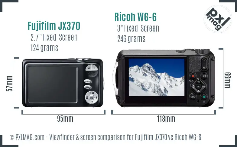 Fujifilm JX370 vs Ricoh WG-6 Screen and Viewfinder comparison