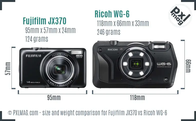 Fujifilm JX370 vs Ricoh WG-6 size comparison