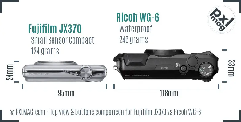 Fujifilm JX370 vs Ricoh WG-6 top view buttons comparison