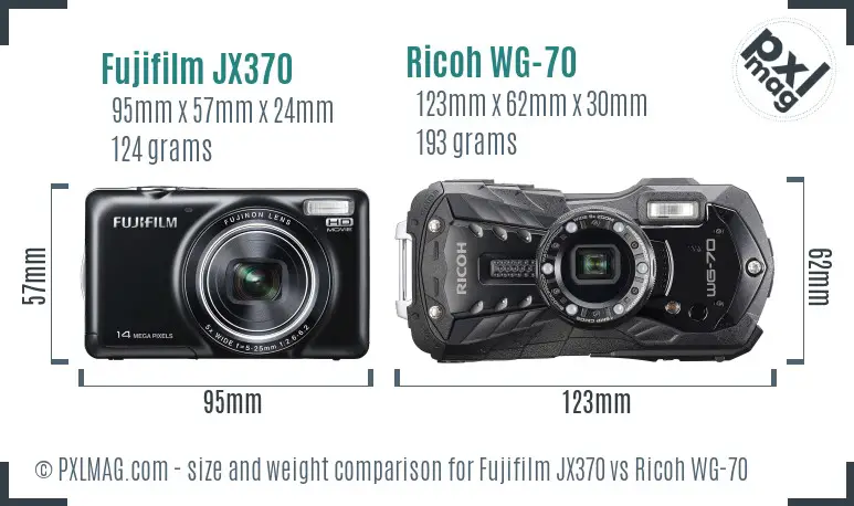 Fujifilm JX370 vs Ricoh WG-70 size comparison