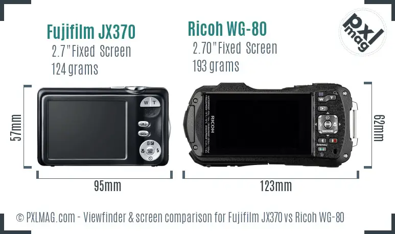 Fujifilm JX370 vs Ricoh WG-80 Screen and Viewfinder comparison