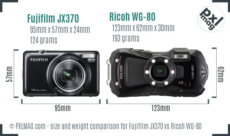 Fujifilm JX370 vs Ricoh WG-80 size comparison